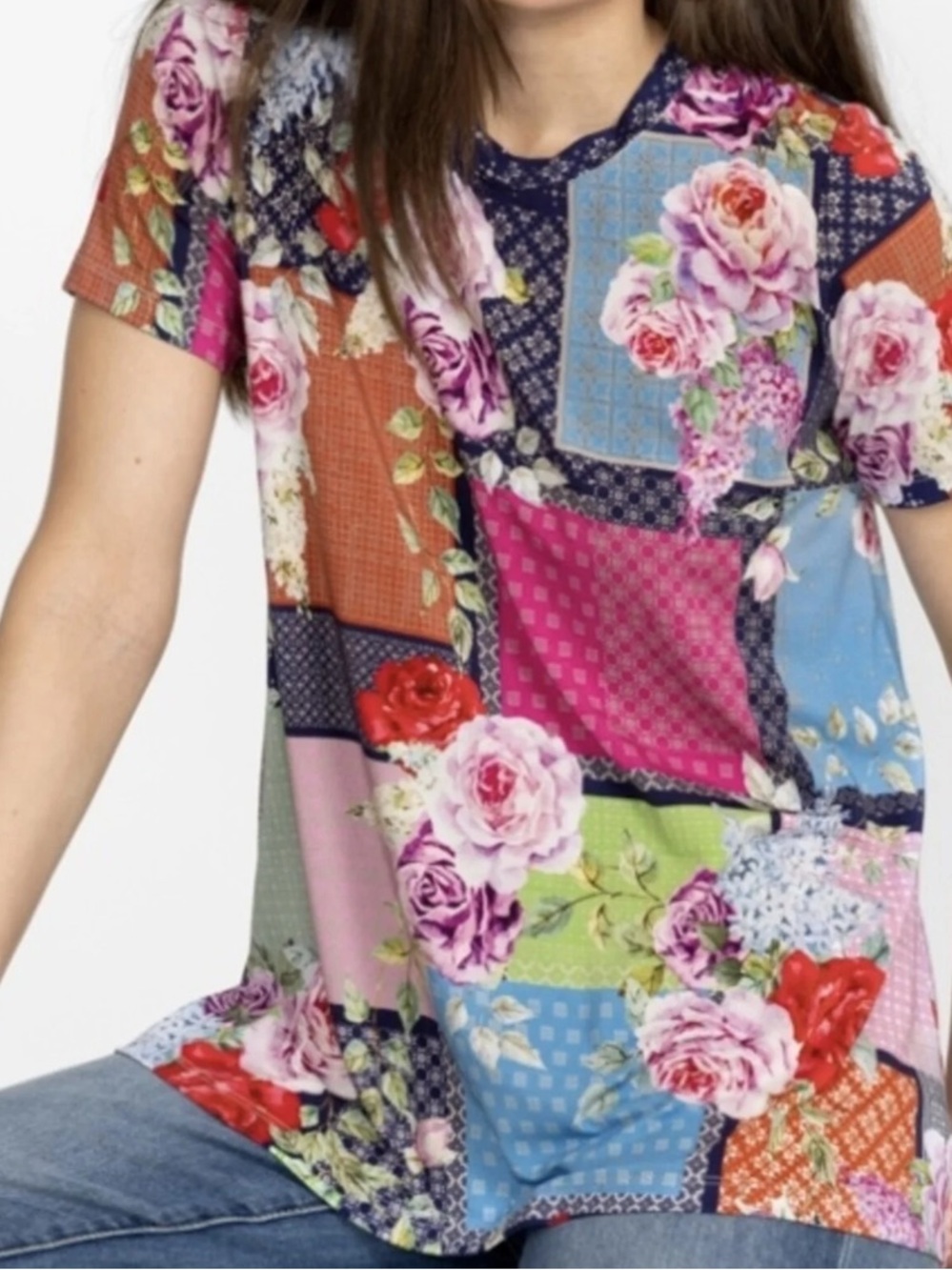 Johnny Was Rose Patch Favorite Swing Tee